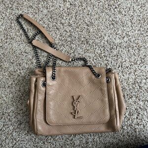 Tan Quilted Chain Shoulder Bag